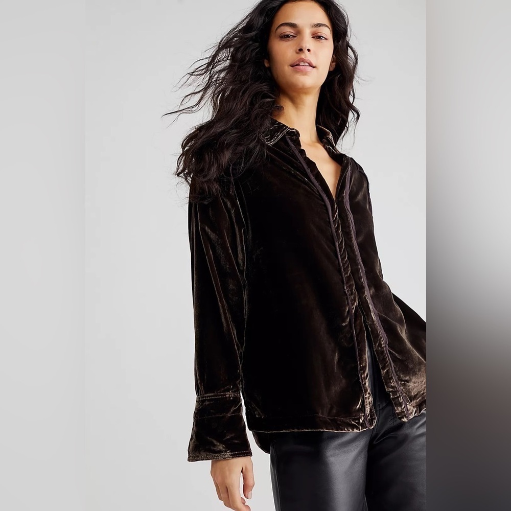 Free People - Marianne Velvet Shirt Size XS NWT